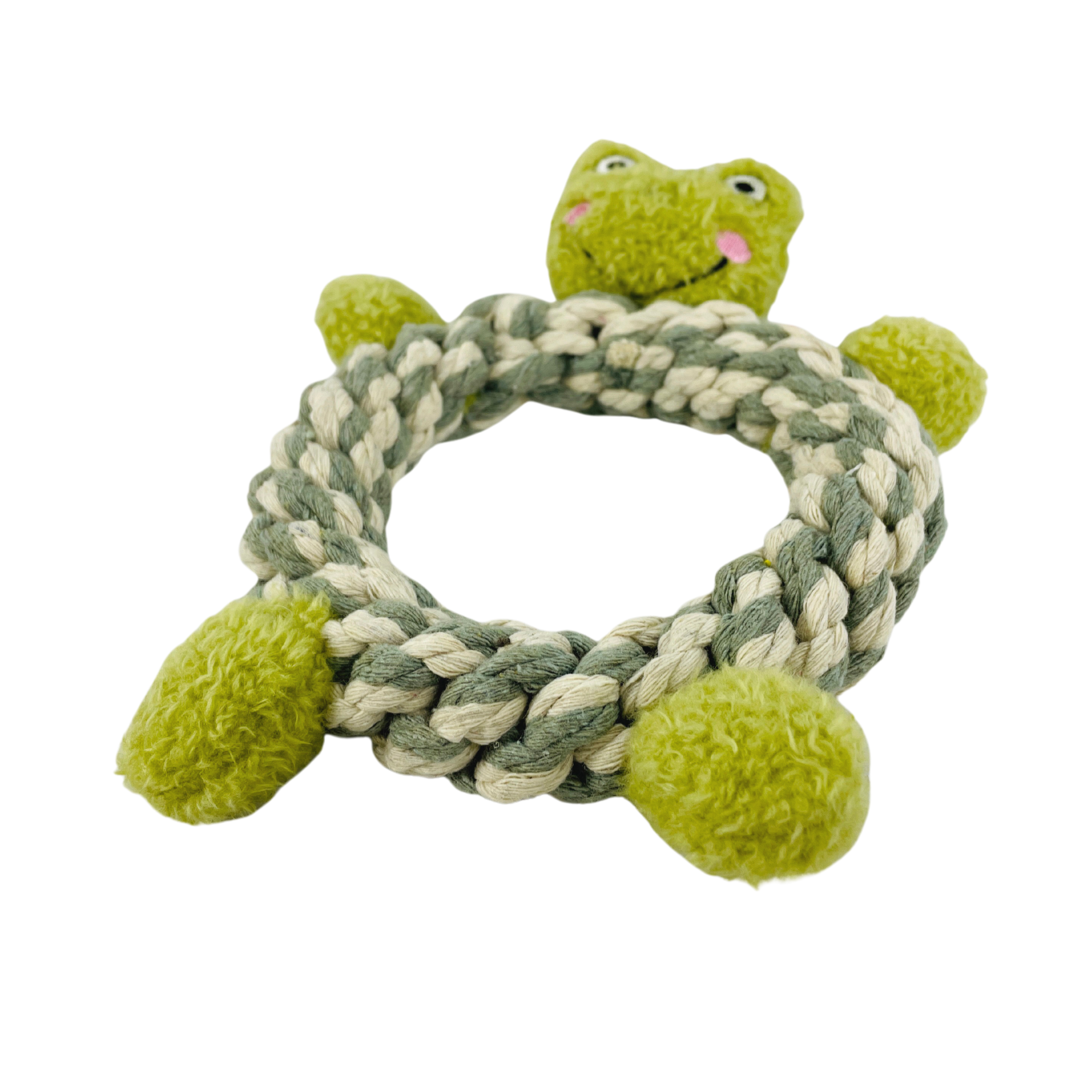 Eco-Frog Macrame Dog Toy- Plush, Squeaky, Fashion