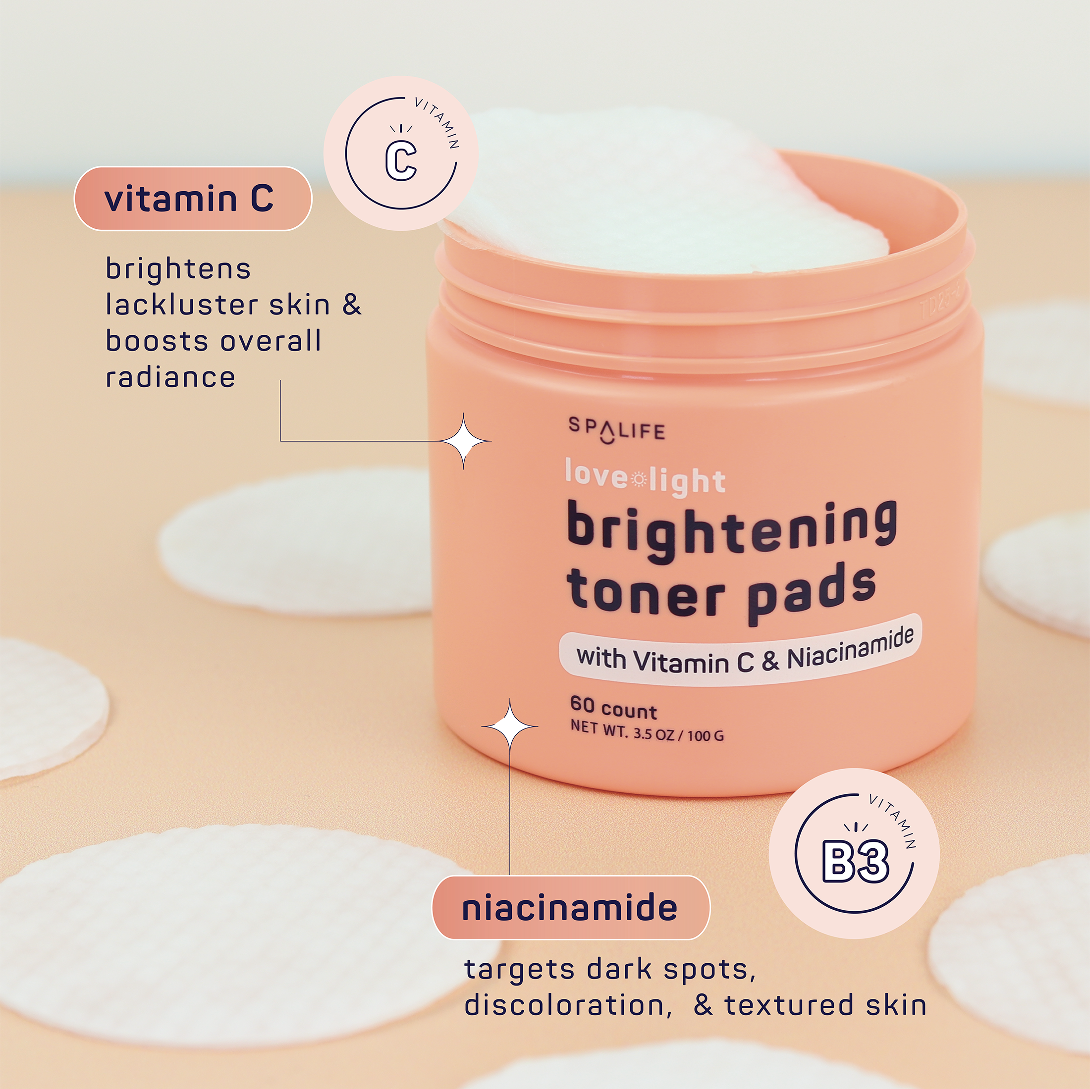 Love + light Brightening Toner Pads - 60 count