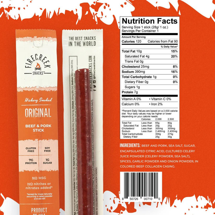 FireCreek Snacks Original Beef & Pork Meat Sticks – 20ct
