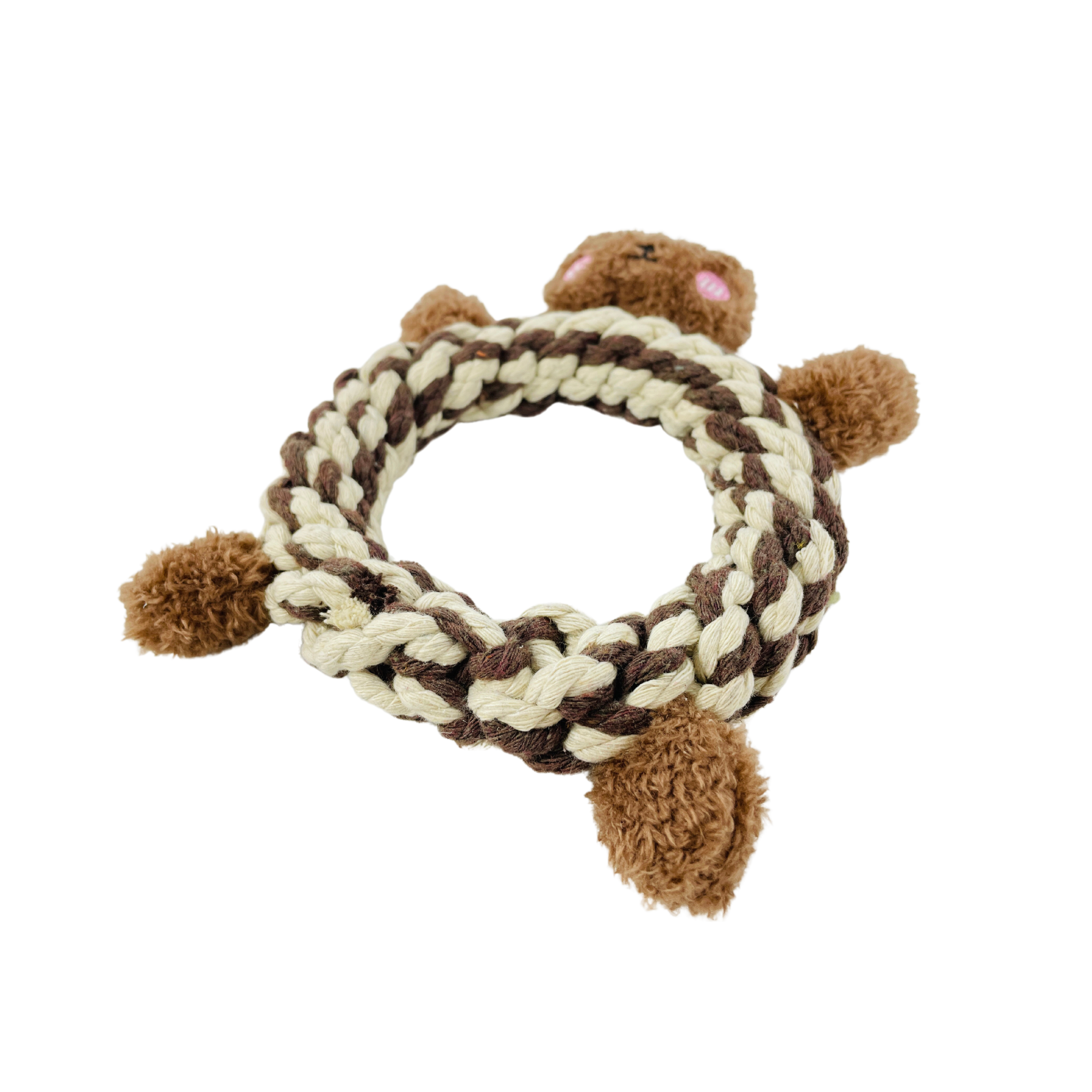 Eco-Brownie Bear Macrame Dog Toy- Plush, Squeaky, Fashion