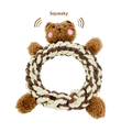 Eco-Brownie Bear Macrame Dog Toy- Plush, Squeaky, Fashion