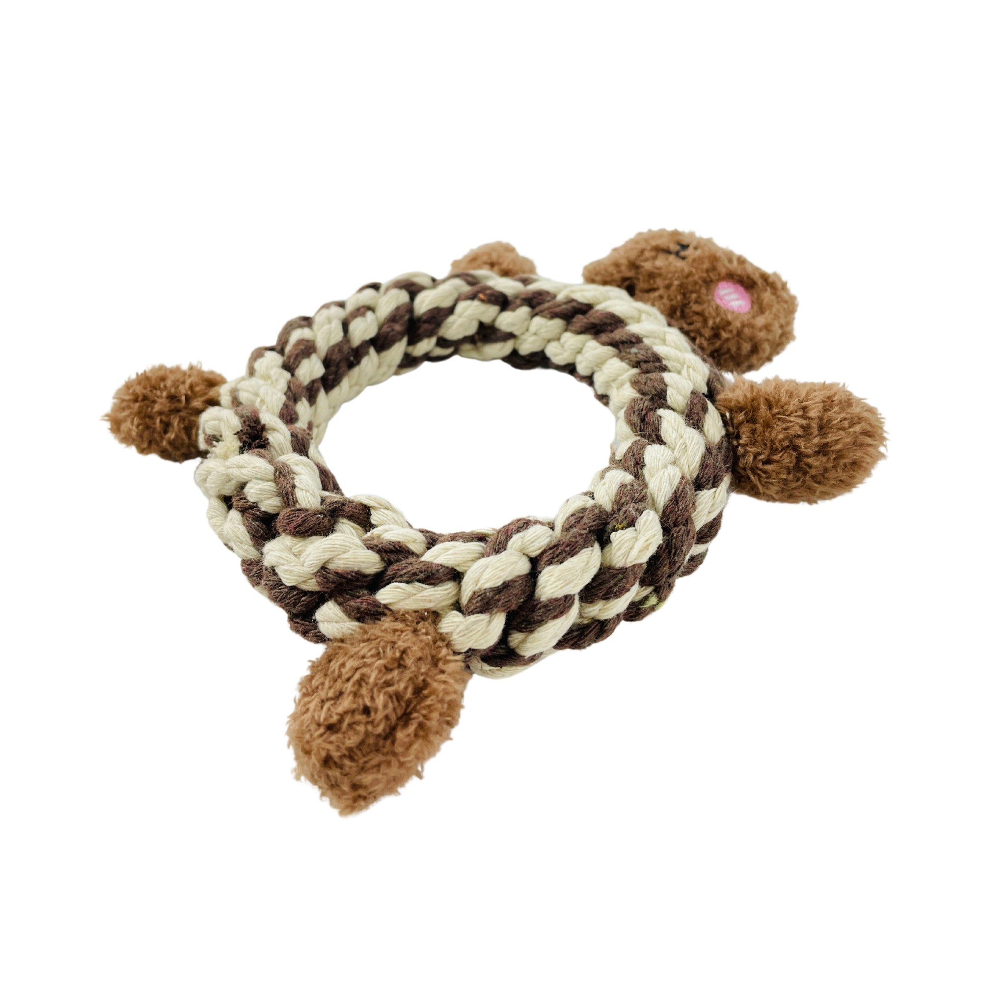 Eco-Brownie Bear Macrame Dog Toy- Plush, Squeaky, Fashion