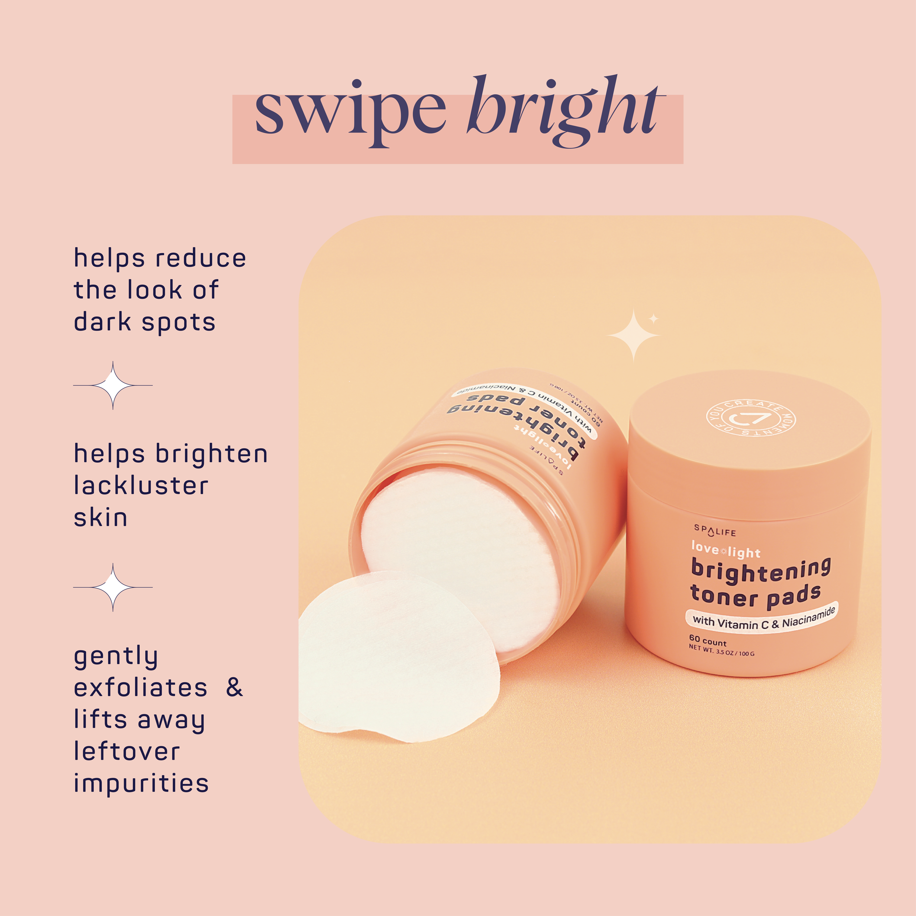 Love + light Brightening Toner Pads - 60 count