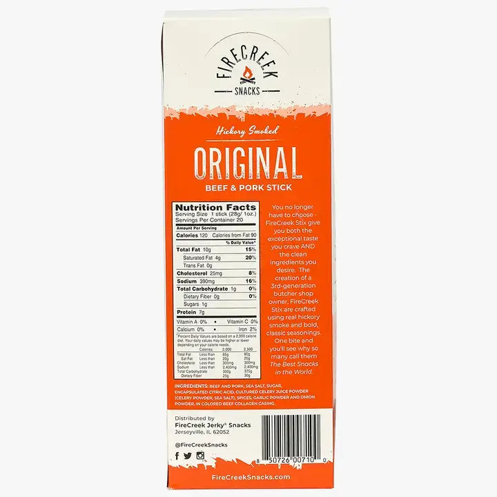 FireCreek Snacks Original Beef & Pork Meat Sticks – 20ct