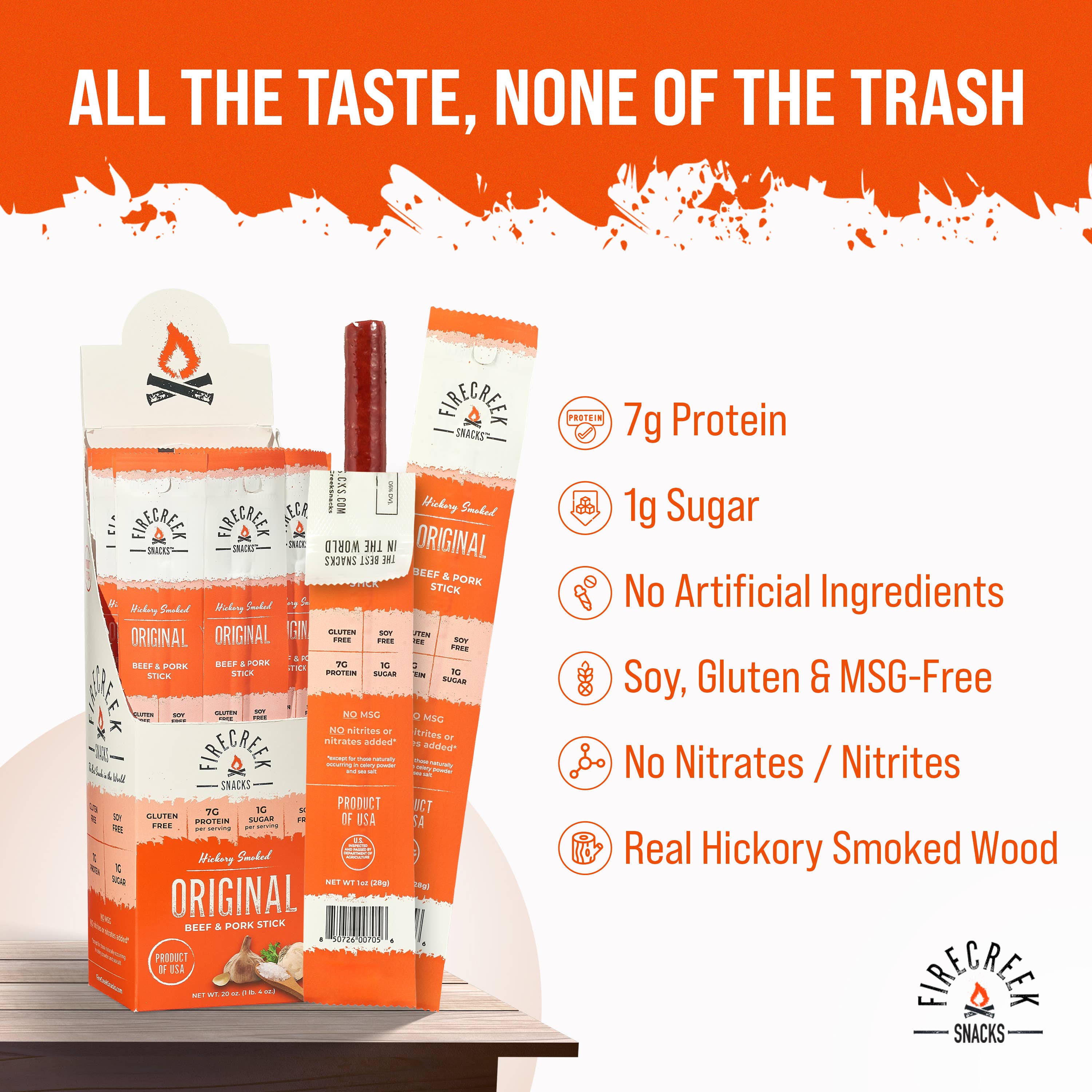 FireCreek Snacks Original Beef & Pork Meat Sticks – 20ct