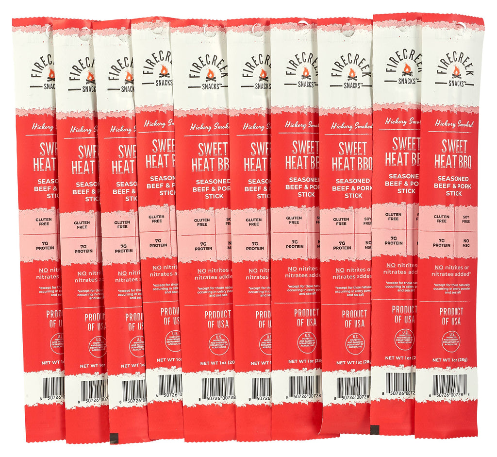 FireCreek Snacks Sweet Heat BBQ Beef & Pork Meat Sticks – 20